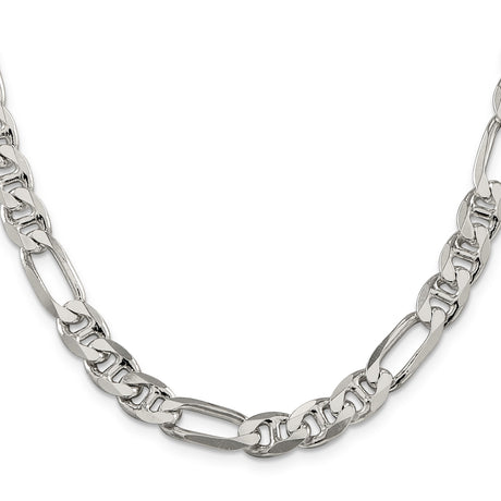 925 White Gold 7.75 mm Polished Chain Necklace, Solid