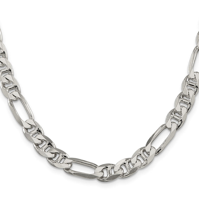 925 White Gold 7.75 mm Polished Chain Necklace, Solid