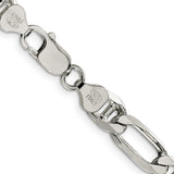 925 White Gold 7.75 mm Polished Chain Necklace, Solid alternate angle