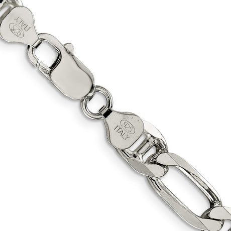 925 White Gold 7.75 mm Polished Chain Necklace, Solid alternate angle