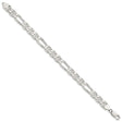 925 White Gold 7.75 mm Polished Chain Anklet, Solid