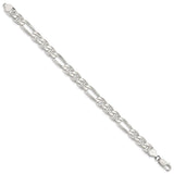 925 White Gold 7.75 mm Polished Chain Anklet, Solid
