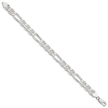 925 White Gold 7.75 mm Polished Chain Anklet, Solid