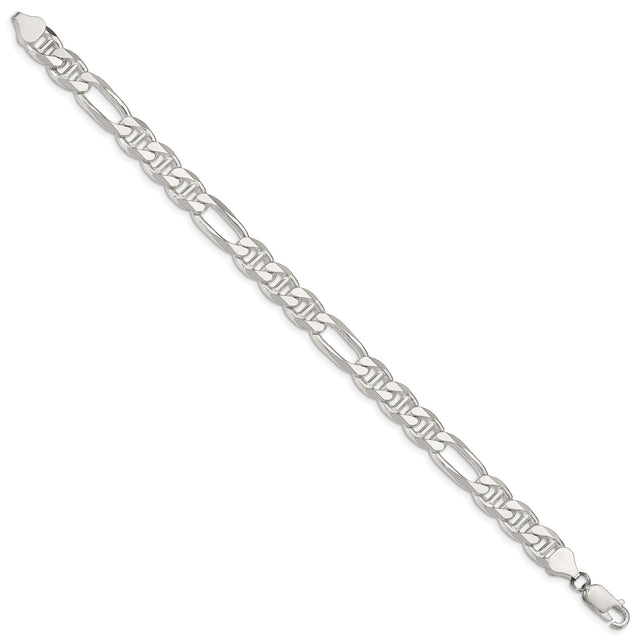 925 White Gold 7.75 mm Polished Chain Bracelet, Solid