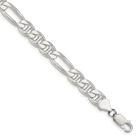 925 White Gold 7.75 mm Polished Chain Anklet, Solid shown for scale