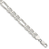 925 White Gold 7.75 mm Polished Chain Bracelet, Solid shown for scale