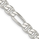 925 White Gold 7.75 mm Polished Chain Necklace, Solid detail view