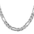 925 White Gold 7.75 mm Polished Chain Necklace, Solid