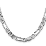 925 White Gold 7.75 mm Polished Chain Necklace, Solid