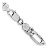 925 White Gold 7.75 mm Polished Chain Necklace, Solid alternate angle