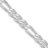 925 White Gold 7.75 mm Polished Chain Necklace, Solid detail view