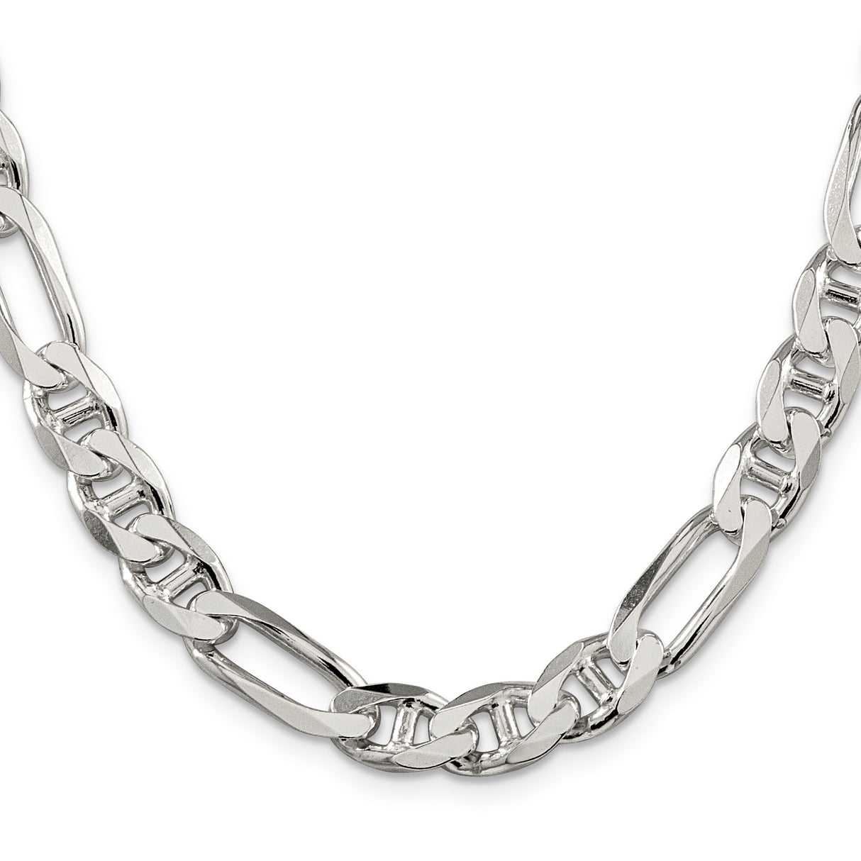 925 White Gold 8.75 mm Polished Chain Necklace, Solid