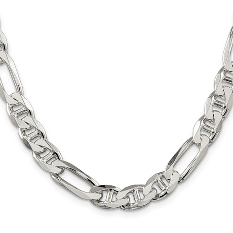 925 White Gold 8.75 mm Polished Chain Necklace, Solid