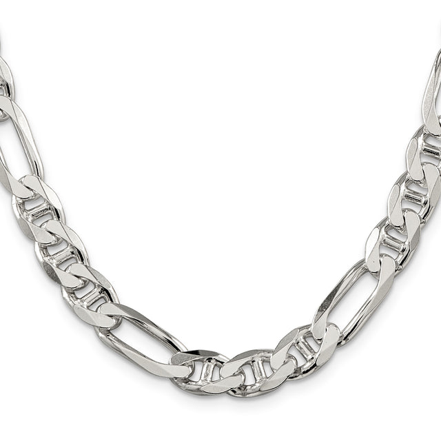 925 White Gold 8.75 mm Polished Chain Necklace, Solid