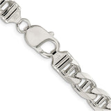 925 White Gold 8.75 mm Polished Chain Necklace, Solid alternate angle