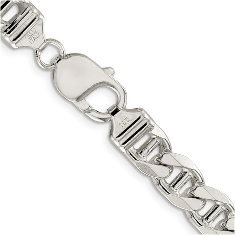 925 White Gold 8.75 mm Polished Chain Necklace, Solid alternate angle