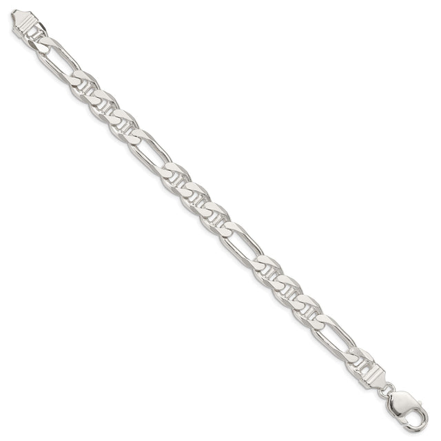 925 White Gold 8.75 mm Polished Chain Anklet, Solid