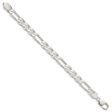 925 White Gold 8.75 mm Polished Chain Bracelet, Solid