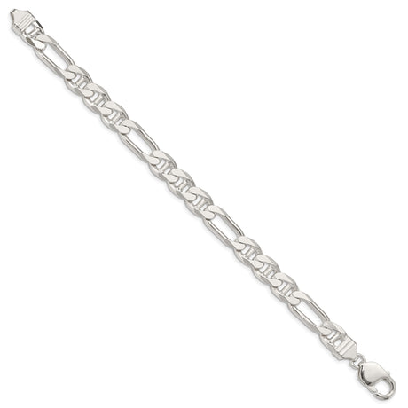 925 White Gold 8.75 mm Polished Chain Bracelet, Solid