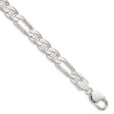 925 White Gold 8.75 mm Polished Chain Bracelet, Solid shown for scale
