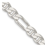 925 White Gold 8.75 mm Polished Chain Necklace, Solid detail view