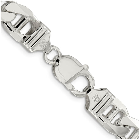 925 White Gold 10.65 mm Polished Chain Necklace, Solid alternate angle