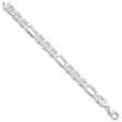 925 White Gold 10.65 mm Polished Chain Anklet, Solid