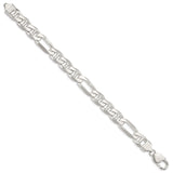 925 White Gold 10.65 mm Polished Chain Anklet, Solid