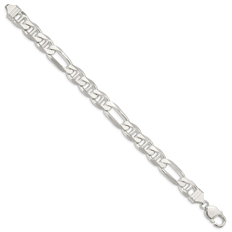 925 White Gold 10.65 mm Polished Chain Bracelet, Solid