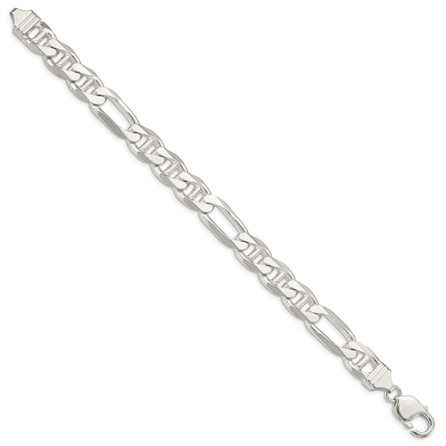 925 White Gold 10.65 mm Polished Chain Bracelet, Solid