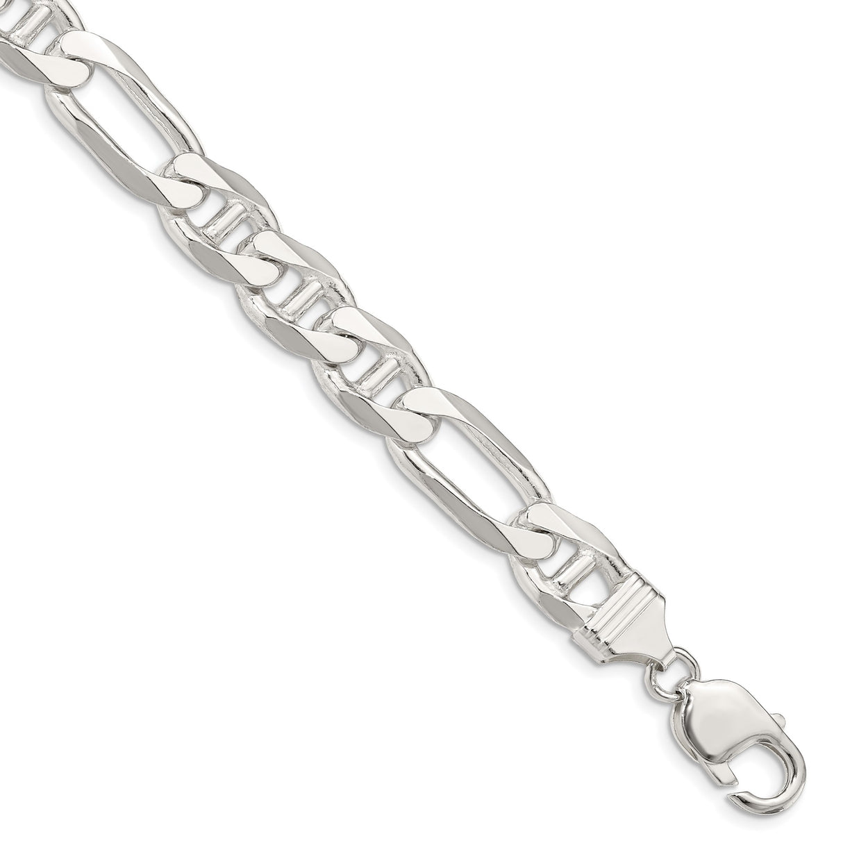 925 White Gold 10.65 mm Polished Chain Anklet, Solid shown for scale
