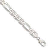 925 White Gold 10.65 mm Polished Chain Bracelet, Solid shown for scale