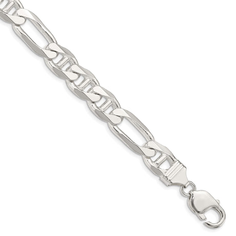 925 White Gold 10.65 mm Polished Chain Bracelet, Solid shown for scale