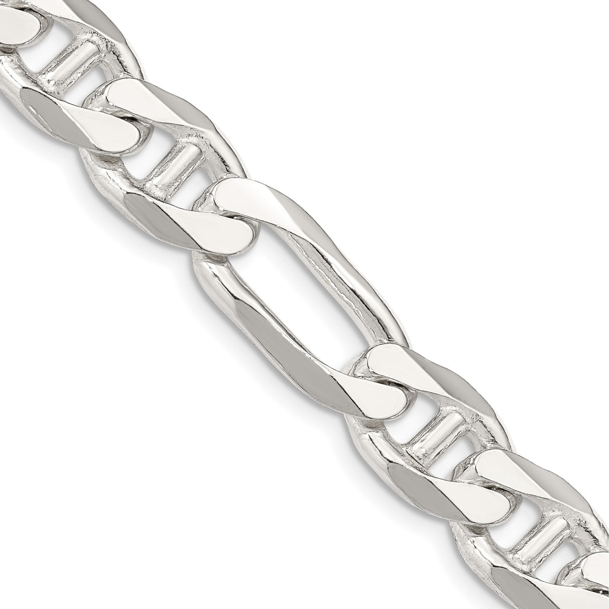 925 White Gold 10.65 mm Polished Chain Necklace, Solid detail view