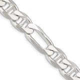 925 White Gold 10.65 mm Polished Chain Necklace, Solid detail view