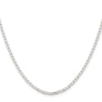 925 White Gold 2.1 mm Polished Chain Necklace, Solid