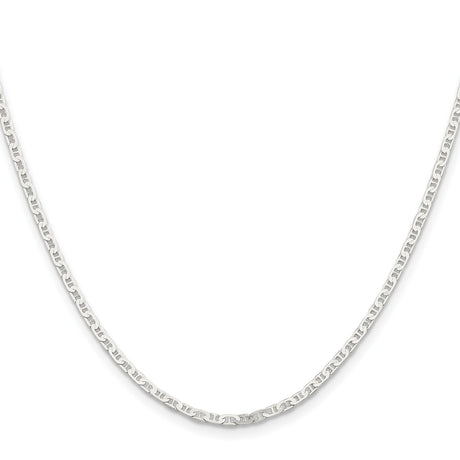 925 White Gold 2.1 mm Polished Chain Necklace, Solid