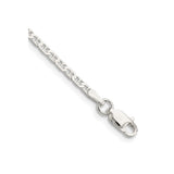 925 White Gold 2.1 mm Polished Chain Bracelet, Solid shown for scale