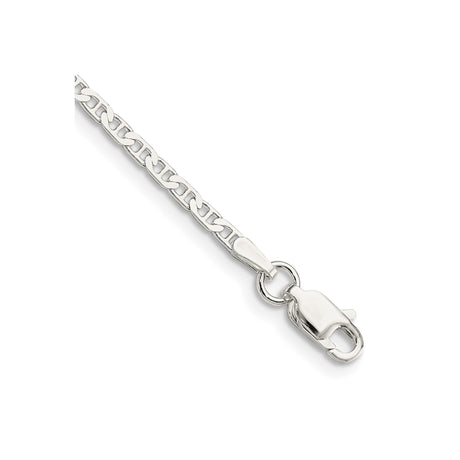 925 White Gold 2.1 mm Polished Chain Bracelet, Solid shown for scale