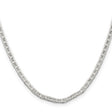 925 White Gold 3 mm Polished Chain Necklace, Solid