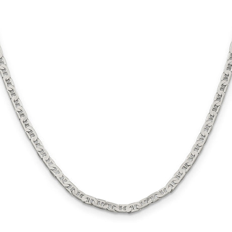 925 White Gold 3 mm Polished Chain Necklace, Solid