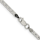 925 White Gold 3 mm Polished Chain Necklace, Solid alternate angle