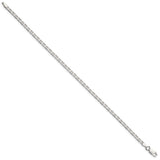 925 White Gold 3 mm Polished Chain Bracelet, Solid