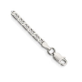 925 White Gold 3 mm Polished Chain Bracelet, Solid shown for scale