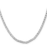 925 White Gold 3 mm Polished Chain Necklace