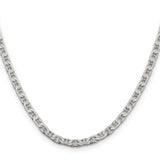 925 White Gold 3.75 mm Polished Chain Necklace, Solid