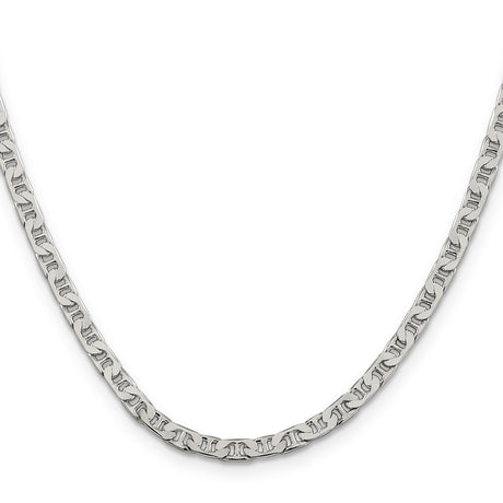 925 White Gold 3.75 mm Polished Chain Necklace, Solid
