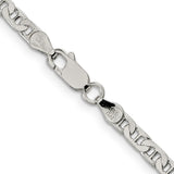 925 White Gold 3.75 mm Polished Chain Necklace, Solid alternate angle