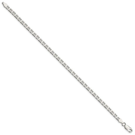 925 White Gold 3.75 mm Polished Chain Anklet, Solid