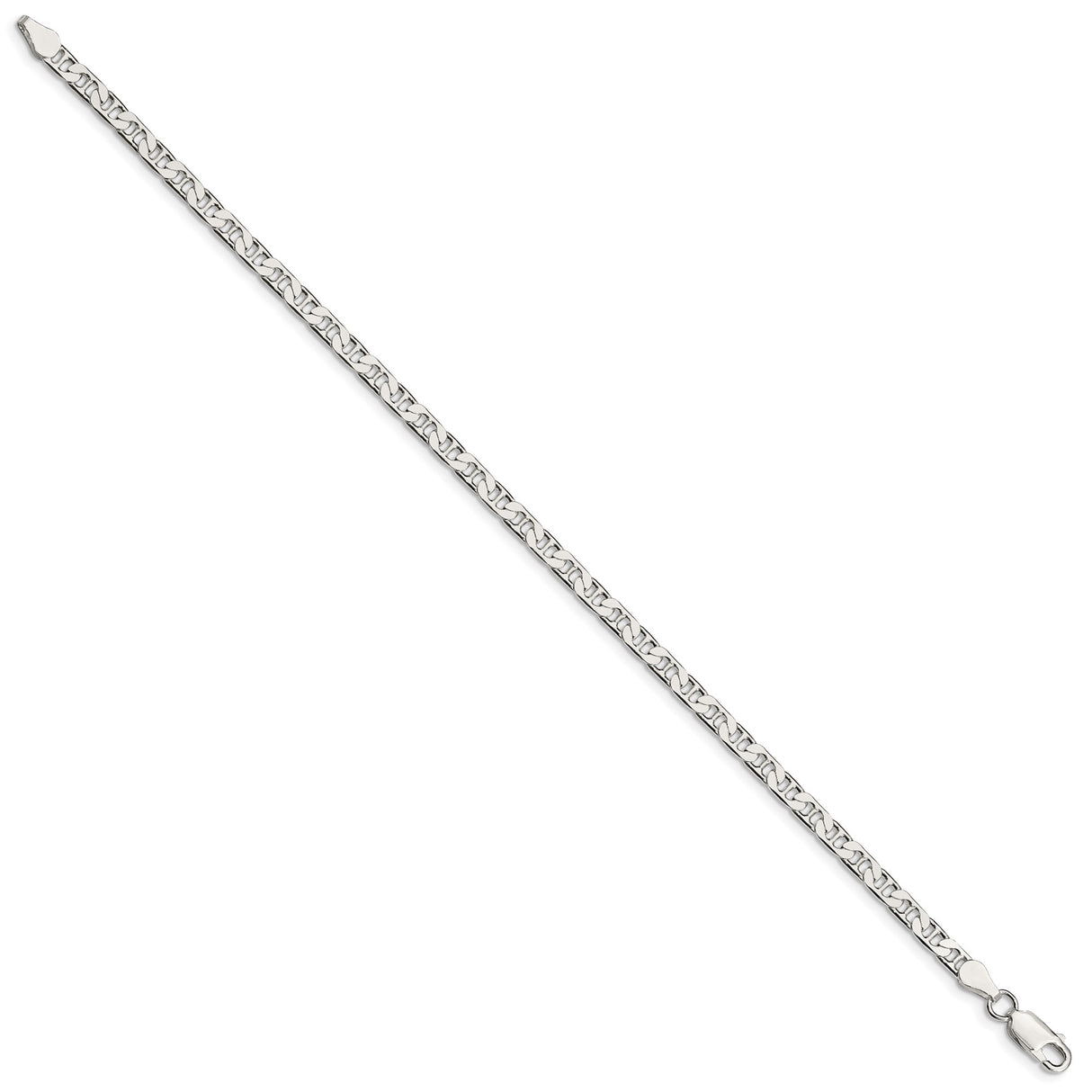 925 White Gold 3.75 mm Polished Chain Bracelet, Solid